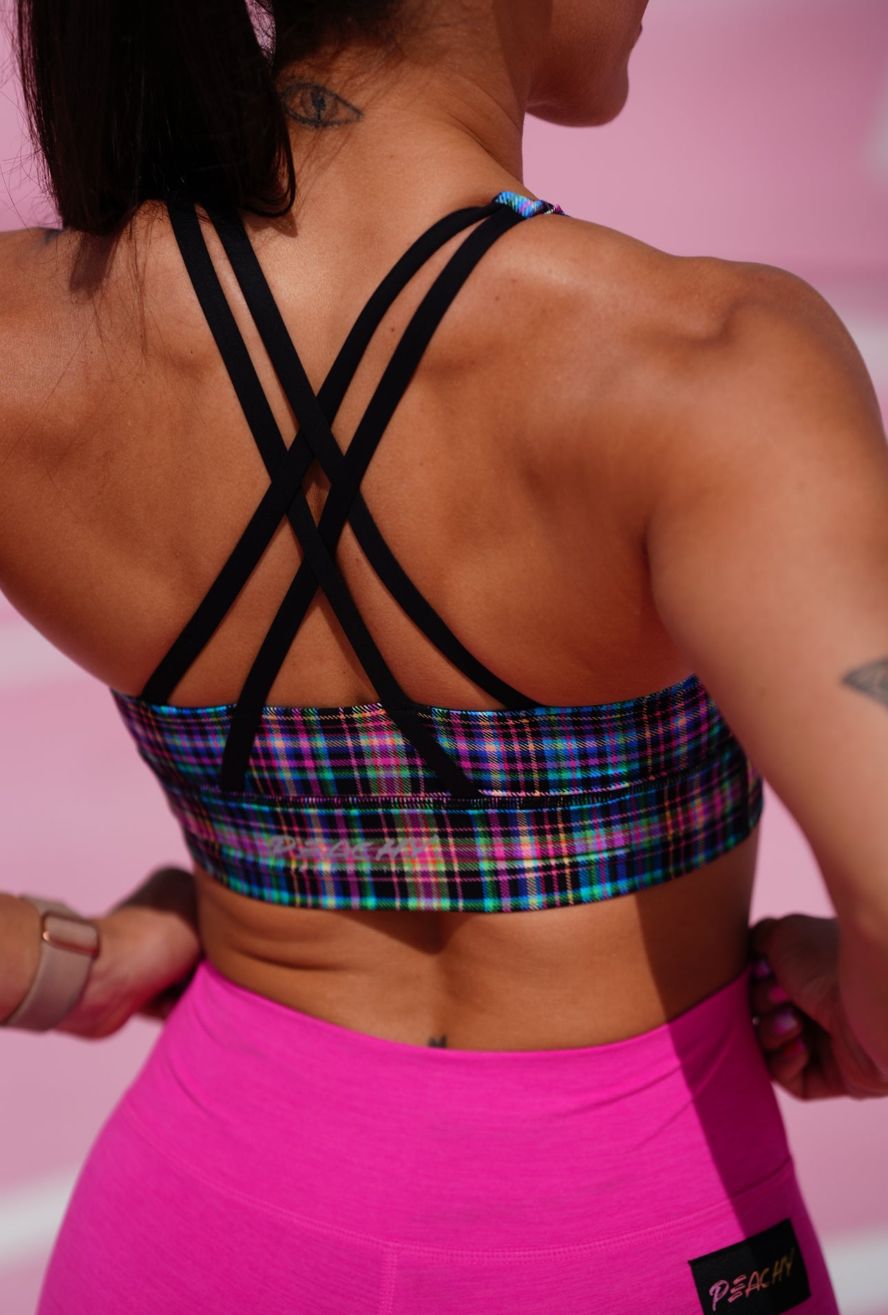 Emerald Longline Sports Bra - Radiant Plaid