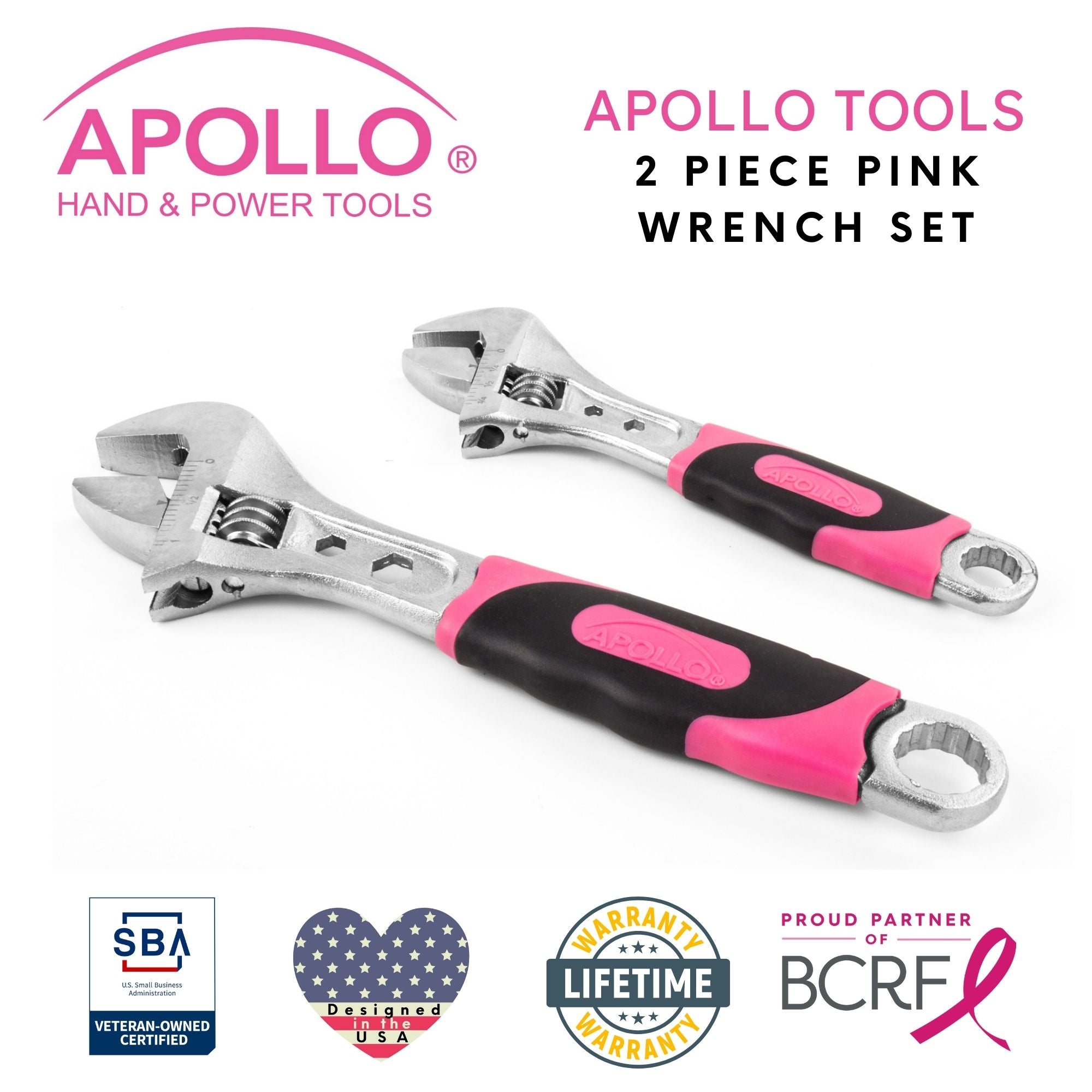 2 Adjustable Wrenches - Pink - DT5007P