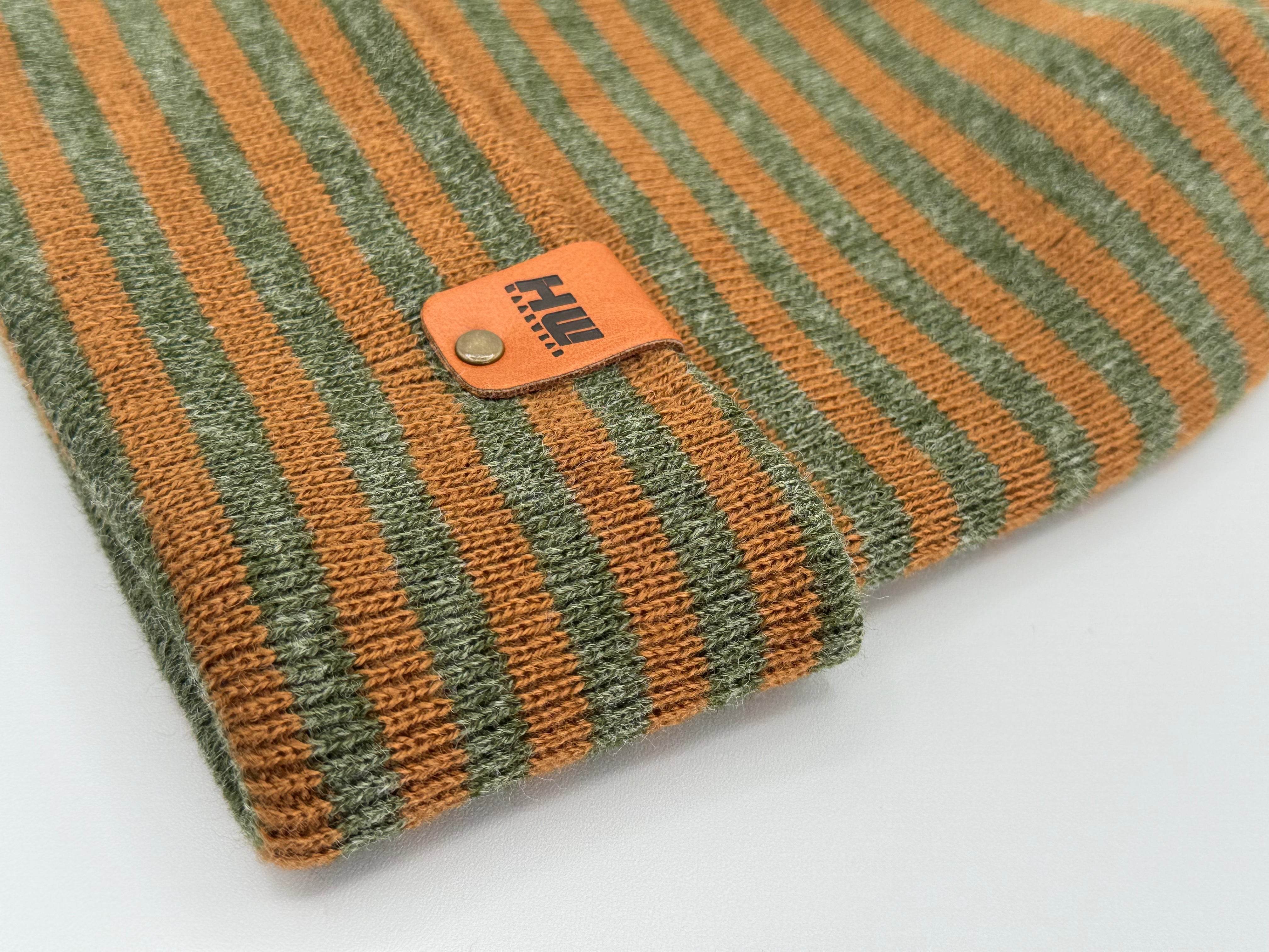 HAAKWEAR Classic RORO Cuffed Beanie / Hat - Brown / Green, Made in USA