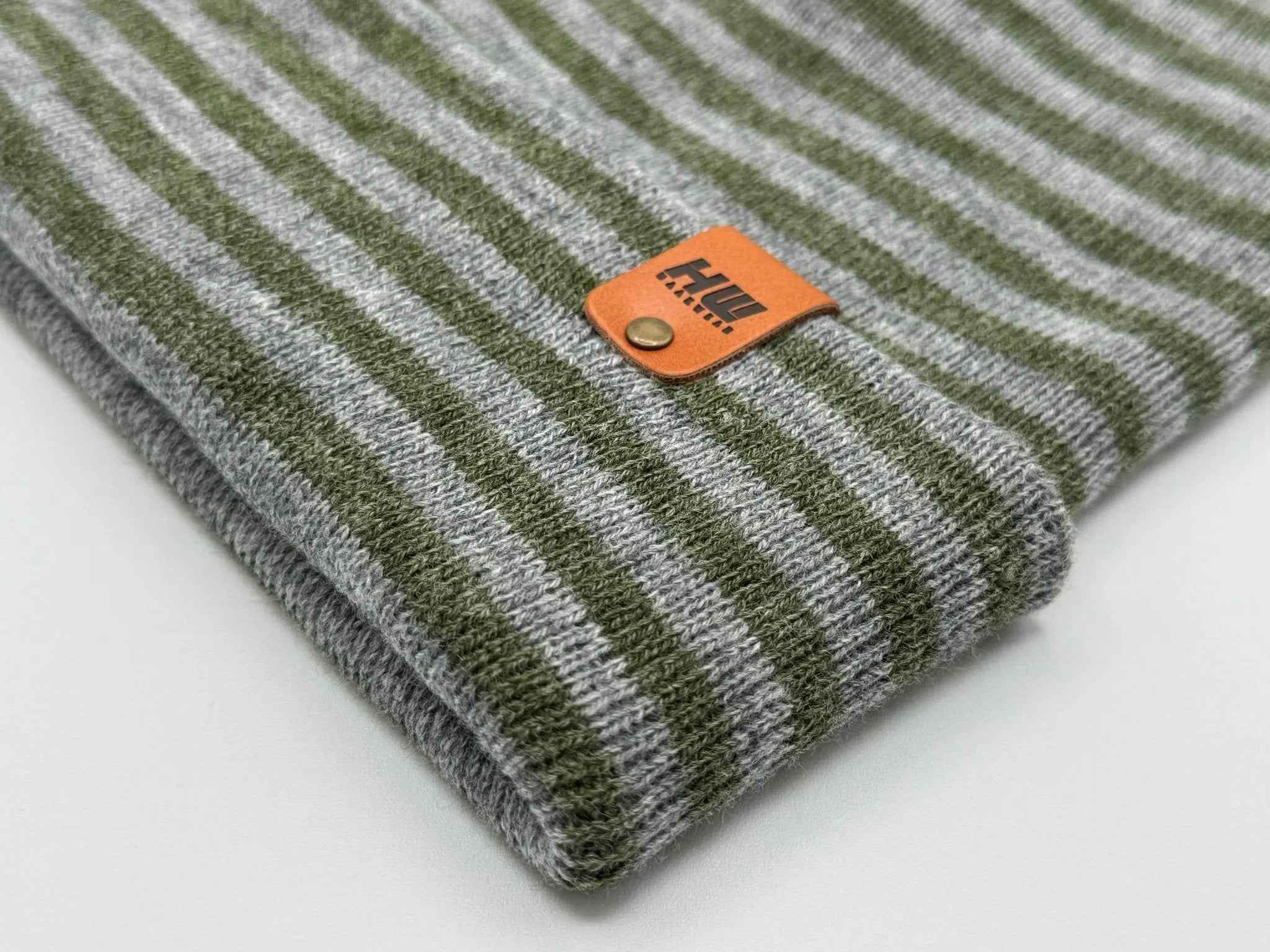 HAAKWEAR Classic RORO Cuffed Beanie / Hat - Gray / Green, Made in USA