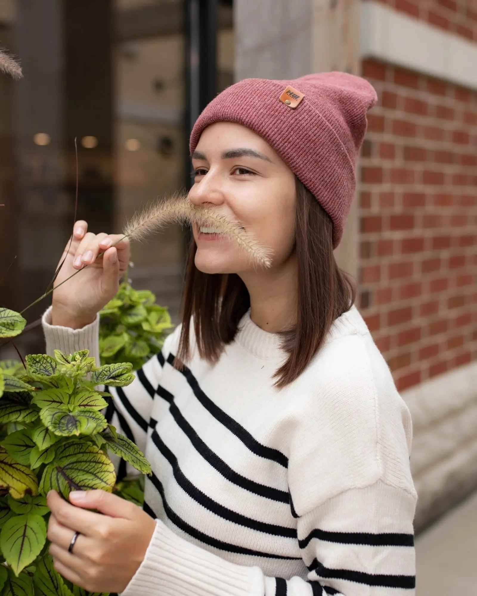 HAAKWEAR Knit Beanie - Cuffed Classic Hat in Rusty Burgundy, Made in USA