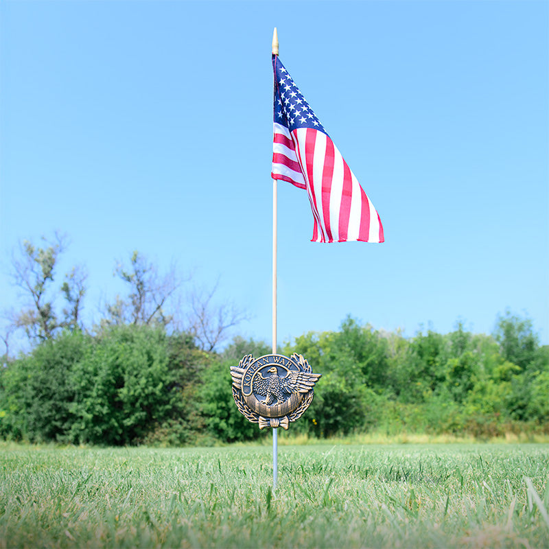 Korean War Veteran Grave Marker & Flag Holder with Aluminum Ground Spike