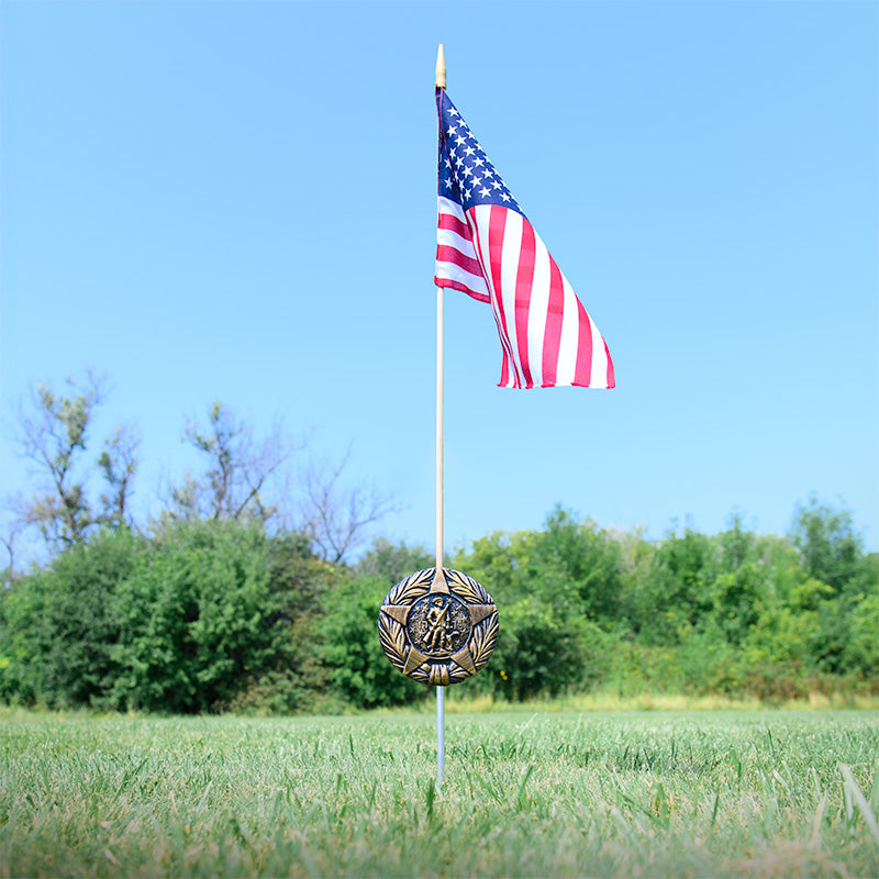 Revolutionary War Veteran Grave Marker & Flag Holder with Aluminum Ground Spike