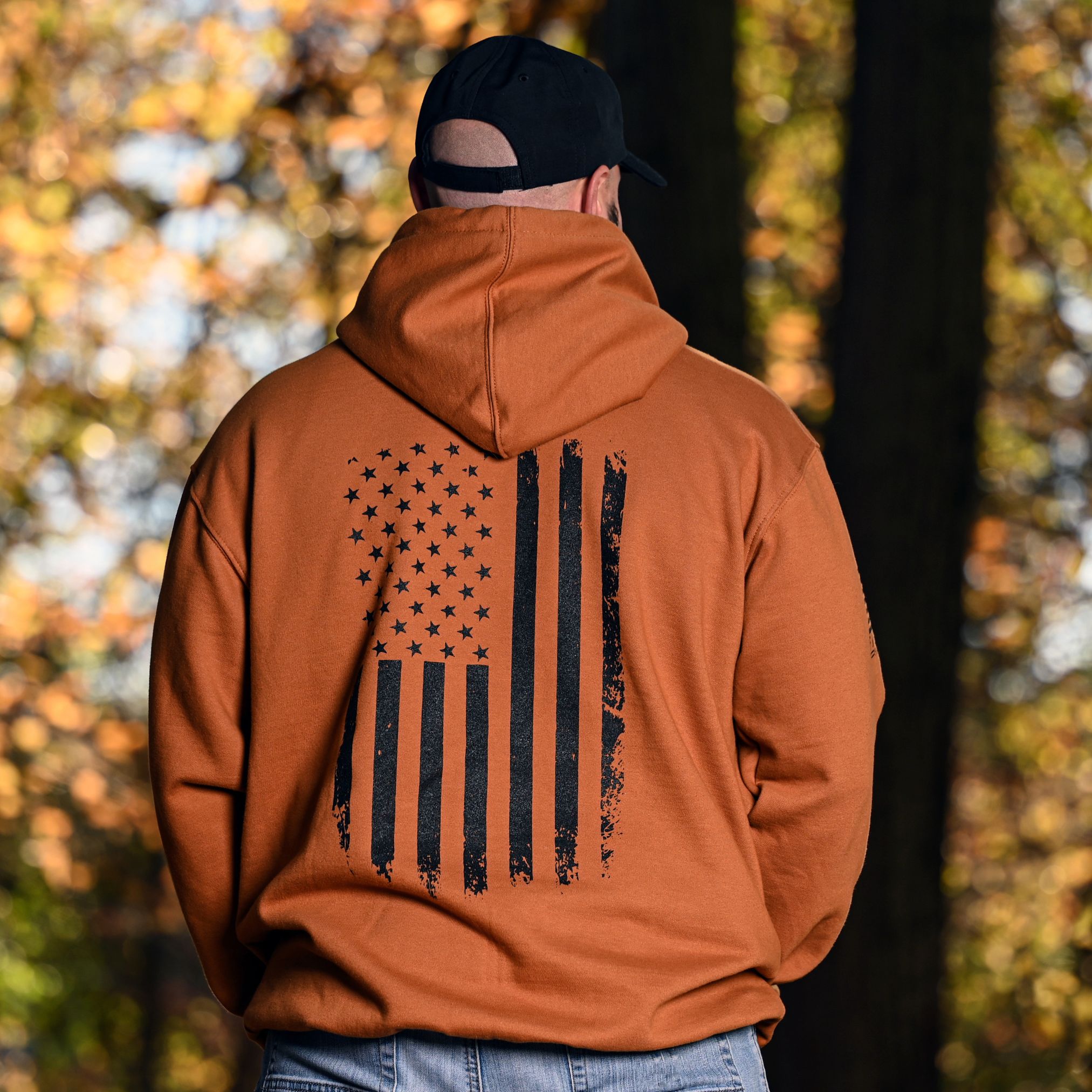 Men's Heavyweight Oversized American Flag Patriotic Hoodie
