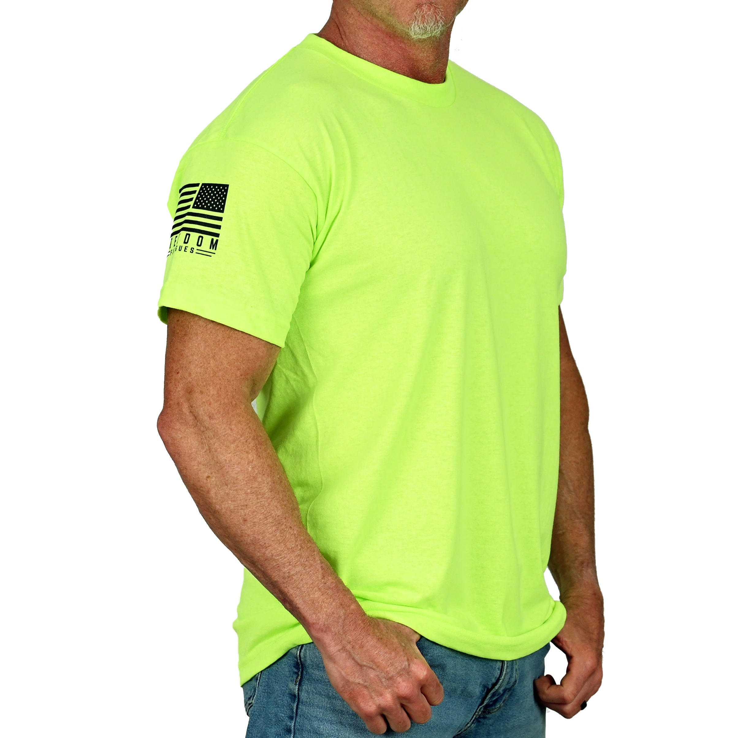 Men's Basic Hi-Vis Green Patriotic Work Shirt