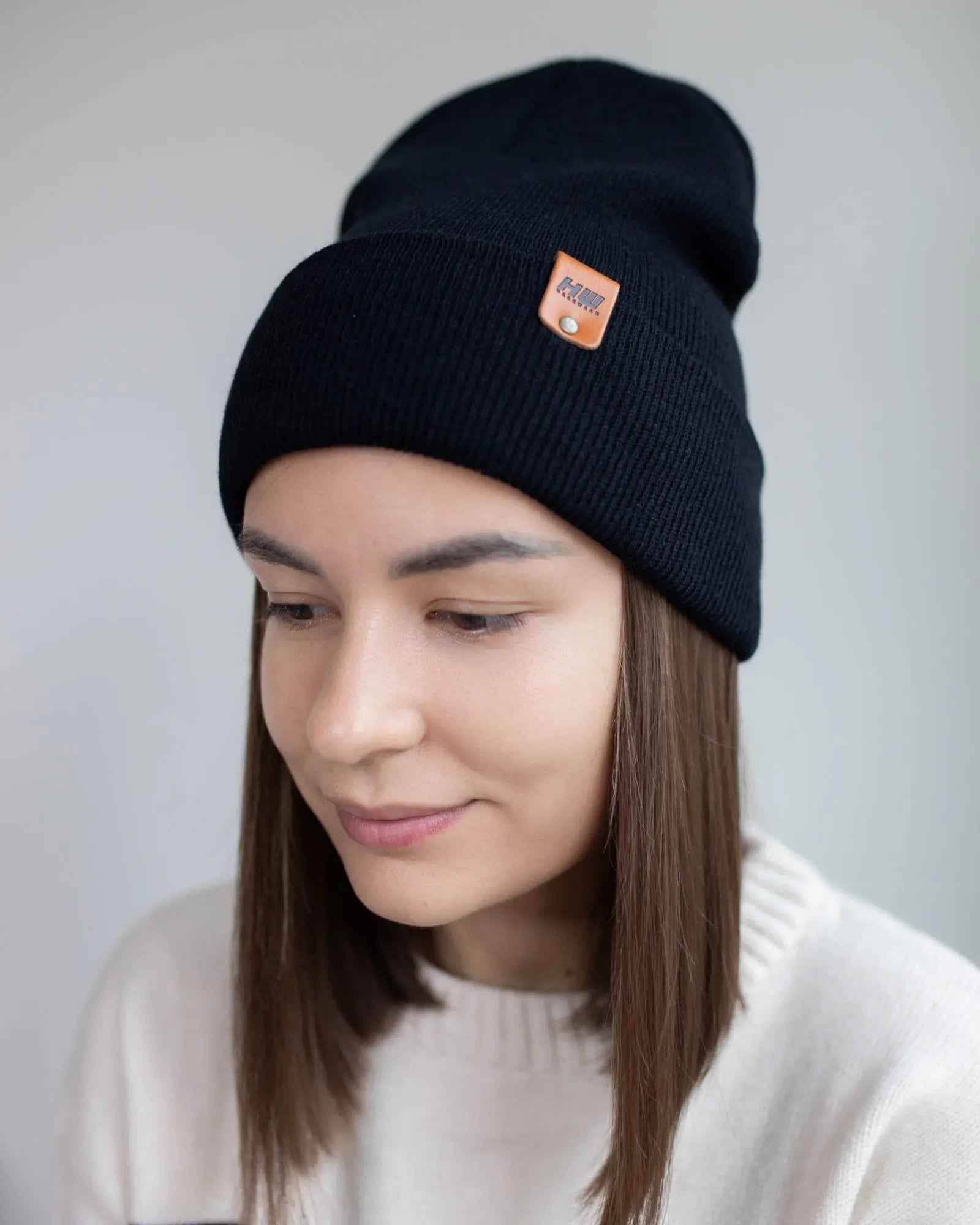 HAAKWEAR Midnight Black Beanie Hat - Classic Cuffed Knit - Made in USA