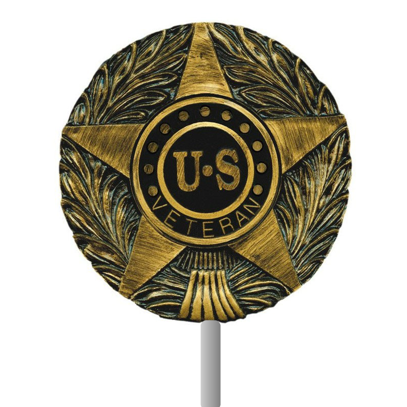 US Veteran Grave Marker & Flag Holder with Aluminum Ground Spike
